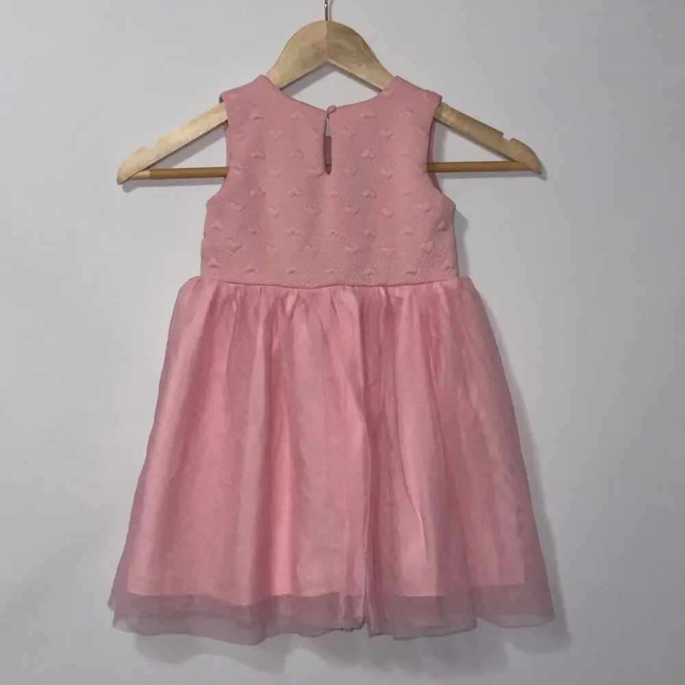 Katie M. Pink Heart Embossed Bodice Tulle Party Dress Girls Size 4